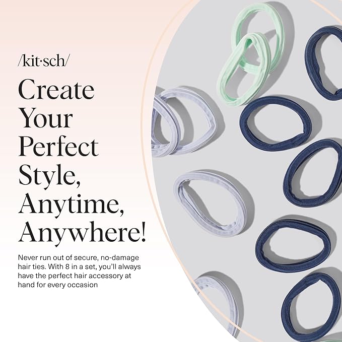 Kitsch Seamless Hair Ties No Damage - Stretchable Hair Bands for Strong All-Day Hold, Ponytail Holders | Hair Accessories for Girls - Garden Bouquet 8 Pcs