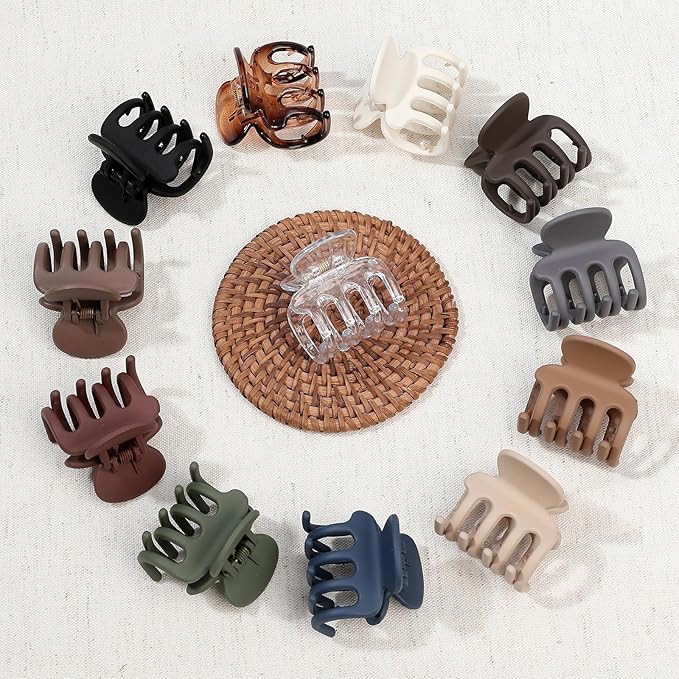 Sisiaipu 12Pcs Hair Clips for Women 1.8 Inch Small Claw Clips for Thin Hair Medium Hair Claw Clips for Thick Hair Accessories for Women Girls (Transparent)