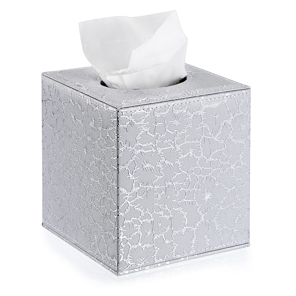 Sumnacon Square Tissue Box Cover with Magnetic Bottom,PU Tissue Box Holder