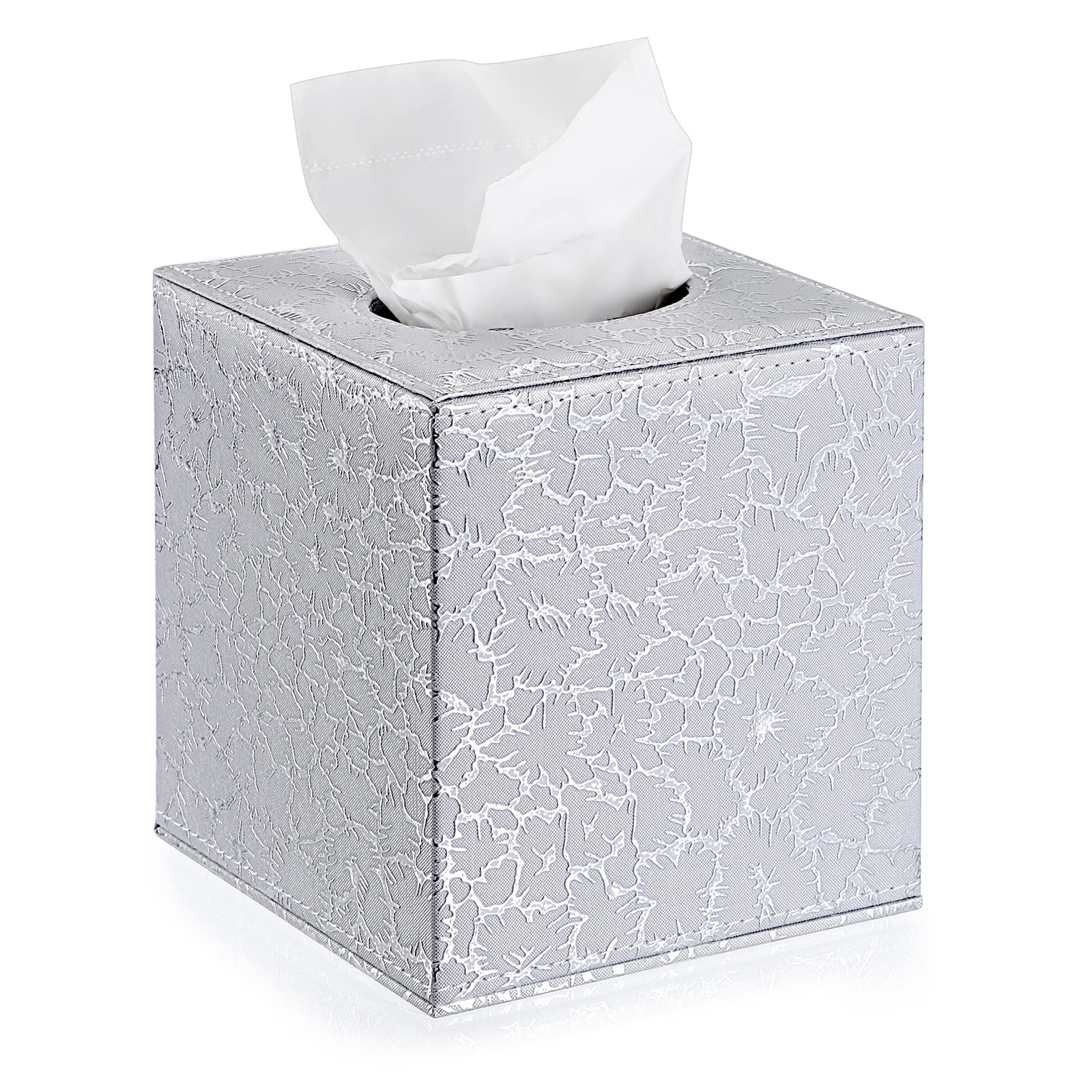 Sumnacon Square Tissue Box Cover with Magnetic Bottom,PU Tissue Box Holder