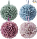 Sunnyray 4 Pack Loofah Bath Sponge Lace Mesh Set Large 60g Shower Poufs Body Scrubber Bath Loofah Ball Body Wash Sponge Exfoliating Scrubber Luffa Puff for Women Men Cleanse Skin Accessories (Classic)