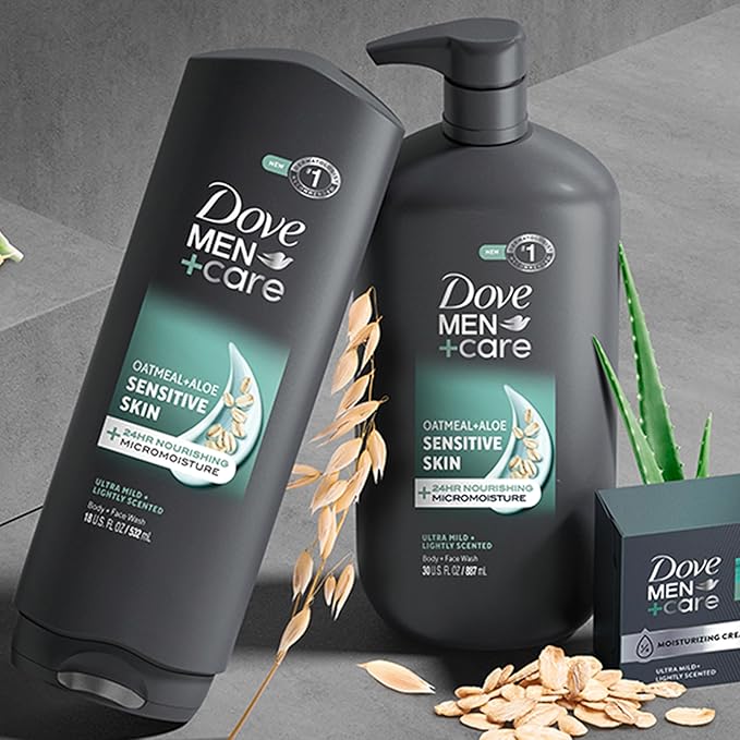 DOVE MEN + CARE Body & Face Wash for Men, Sensitive Skin, Hydrated, 30 oz