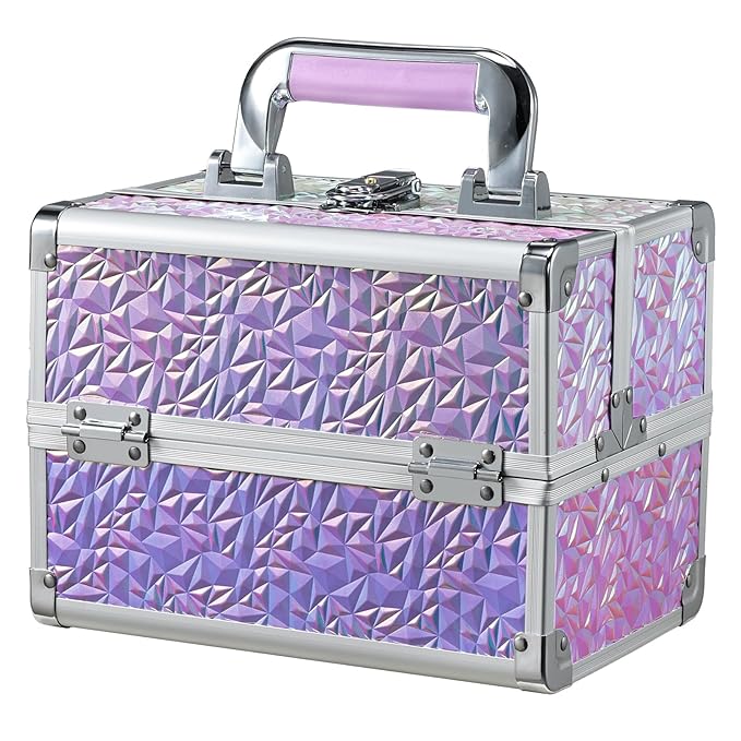 Joligrace Makeup Case Organizer Makeup Box Cosmetic Train Case with Mirror
