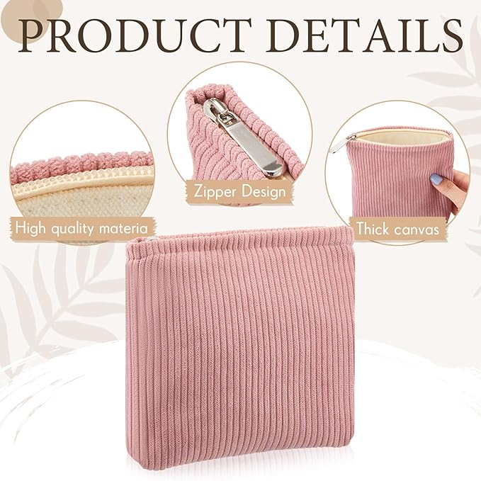 Abbylike 4 Pcs Small Makeup Bag Corduroy Cosmetic Pouch with Zipper Portable Little Bags for Purse Mini Pouch Cute Makeup Purse for Coin Essentials Items Women (Solid)