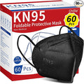 ChiSip KN95 Face Mask 60 Pcs, 5 Layer Cup Dust Safety Masks, Breathable Protection Masks Against PM2.5 Dust for Men, Women Black