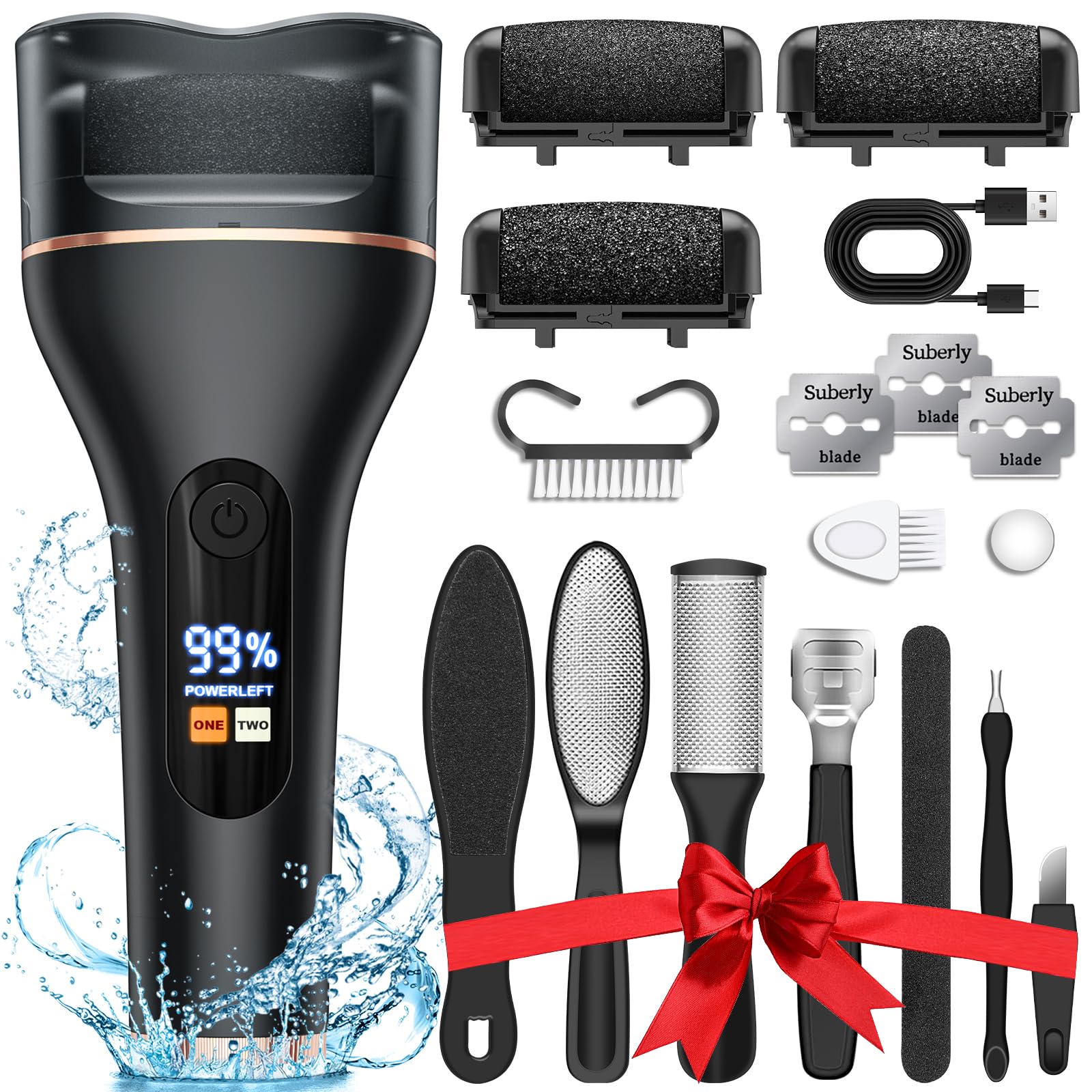 Electric Callus Remover for Feet Rechargeable Portable Electronic Foot File Pedicure Tools 16 In 1 Foot Callus Remover Kit Foot Scrubber Professional Foot Care To Remove Dead Skin Hard Skin Dry Cracks