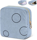 Period Bag for Teen Girls Shark Week Pouch Corduroy Portable Sanitary Pad Bags for Period Teen Period Pads Pouch for Panty Liners, Tampons, Menstrual Cup - Blue
