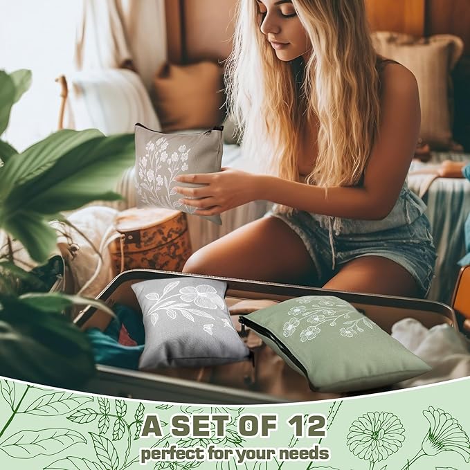 Sweetude 12 Pcs Vintage Boho Flowers Makeup Bag Bulk Boho Gifts Portable Travel Cosmetic Bags with Zipper Retro Floral Waterproof Roomy Travel Toiletry Organizer Storage Beauty Pouch for Women Gifts