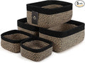 VIRETH HAUS 5-Pack Small Woven Rope Storage Baskets – 2 Sizes Organizer Bins for Closet, Shelf, Bookshelf, Nursery, Changing Table, Fabric Cube Boxes, Rectangular Shallow Bins for Bathroom, Toy & Home