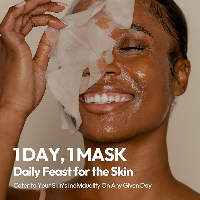 LAPCOS K Beauty Daily Sheet Mask Variety Pack 7+1 (Version 1) - K Beauty Face Masks to Hydrate, Clarify, Nourish, Gently Exfoliate & Renew Skin - Breathable Sheet & Pads - Korean Skin Care (Pack of 8)