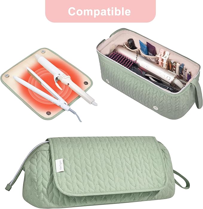 KarSyon Hair Tools Travel Bag with Hot Tool Mat 2 in 1 Organizer Bags