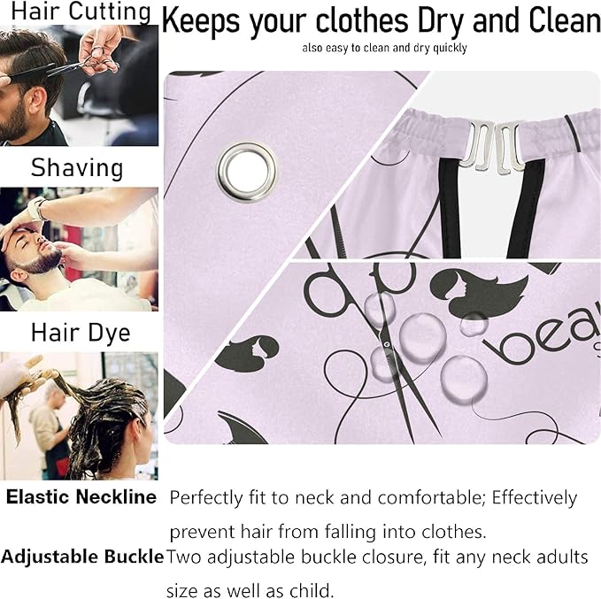 visesunny Beauty Salon Barber Stylist Hair Pattern Barber Cape Anti-Static Hair Cutting Cape with Snap Closure Professional Salon Polyester Beard Shaving Bib Water-Resistant Hairdressing Cape Adjustab