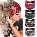 Huachi Wide Headbands for Women Black Stylish Head Wraps Boho Bandeau Thick Hairbands Large No Slip African Sport Yoga Workout Turban Headband Hair Accessories (Pack of 4)