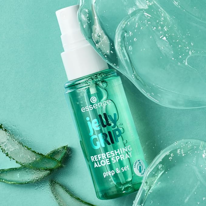 essence | Jelly Grip Refreshing Aloe Spray | Hydrating Gel-to-Mist with Aloe Vera for a Fresh, Glowy Finish | Preps, Sets & Refreshes Makeup | Vegan & Cruelty-Free