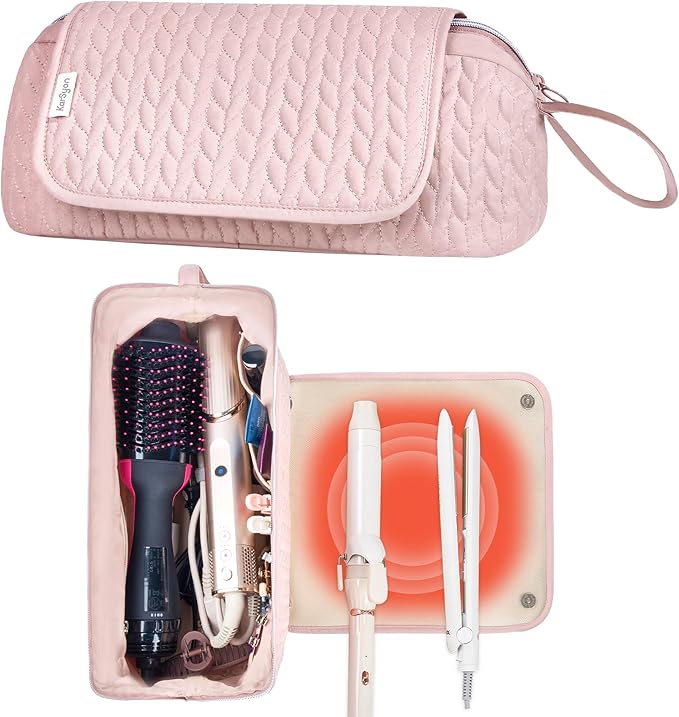 KarSyon Hair Tools Travel Bag with Hot Tool Mat 2 in 1 Organizer Bags
