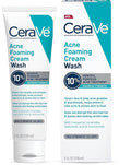 CeraVe Acne Foaming Cream Wash, 10% Benzoyl Peroxide Facial Cleanser, 5oz