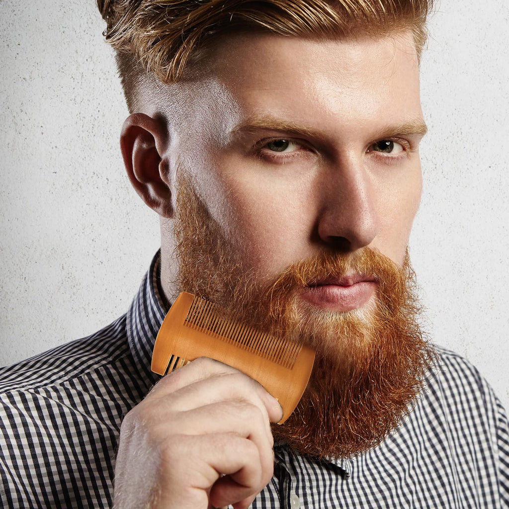 8 Pieces Wooden Comb for Men Wide Wooden Beard Handmade Anti Static Fine Teeth Combs No Snag Brush for Beard, Hair, Mustache