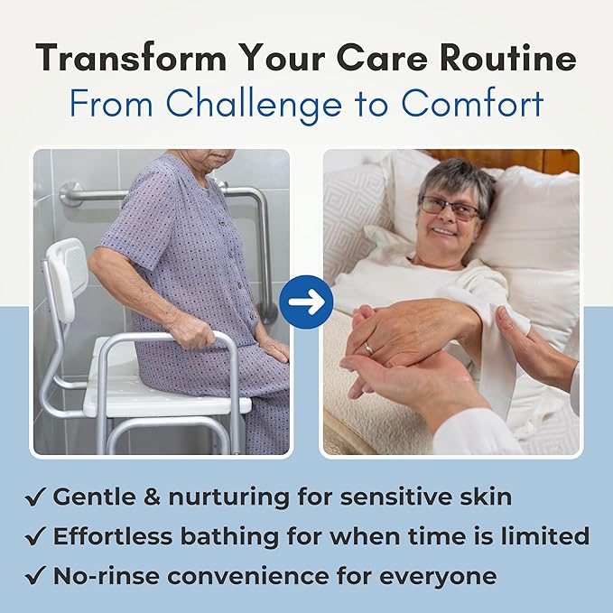 Nurture Rinse Free Bathing Disposable Adult Wipes w/Aloe - Waterless Care