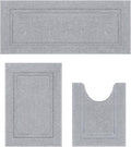 SHACOS Light Gray Bathroom Rugs Sets 3 Piece Bath Mat U Shaped Toilet Rug