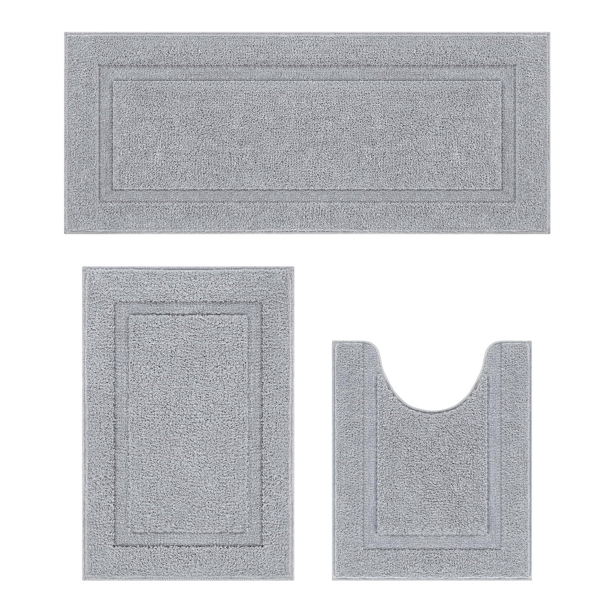SHACOS Navy Blue Bathroom Rugs Sets 3 Piece Bath Mat U Shaped Toilet Rug