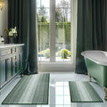 BSICPRO Bathroom Rugs Sets 2 Piece, Non Slip Striped Bath Mats, Teal