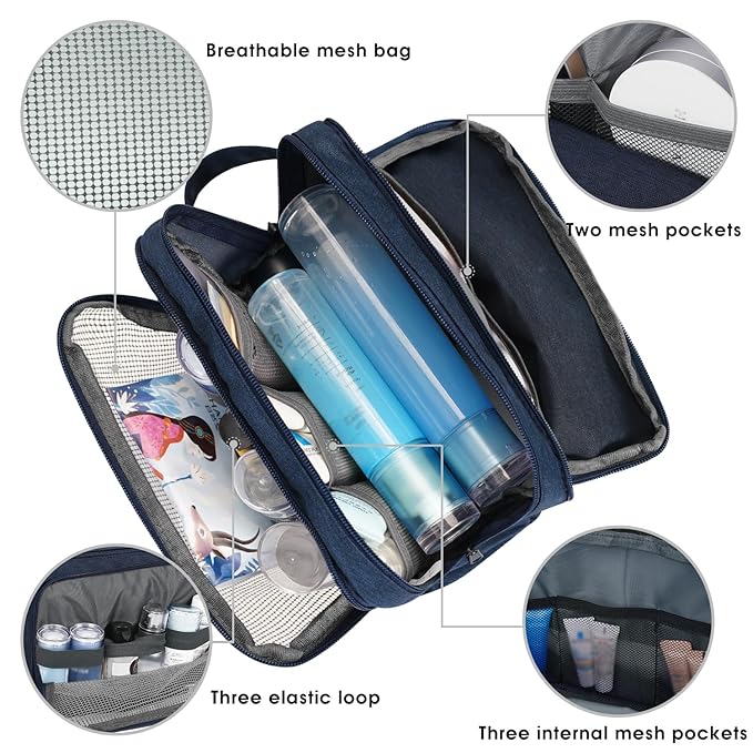 WANDF Travel Toiletry Bag for Men, Small Dopp Kit for Toiletries