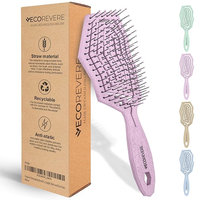 Detangler Brush For Women, Men & Kids - Vented Anti-Static Brush With 360 Flex Gently Removes Knots, Dry & Wet Use For Thick, Fine, Natural & Curly Hair