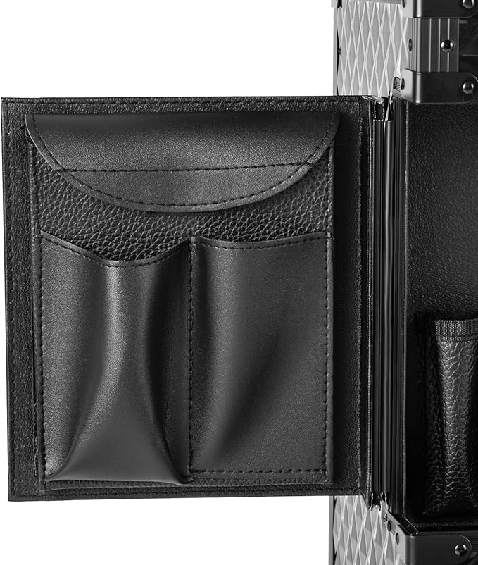 Professional Rolling Lockable Makeup Train Case on Wheels, Hairdressing Trolley Stylist Beauty Salon Cosmetic Luggage Travel Organizer Tool Box for Make-Up Artist, Hairstylist, Nail Artist