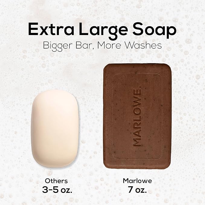 MARLOWE. Coffee Bar Soap, Exfoliating Body Scrub for Men, 7 oz (12 Bars)