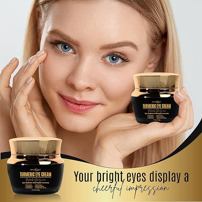 Vitamin C + Turmeric Eye Cream for Dark Circles & Puffiness - Hydrating & Moisturizing Under Eye Cream for Fine Lines & Bags - Reduce Dark Spots and Wrinkles for a Fresh Look - 1.7 FL OZ