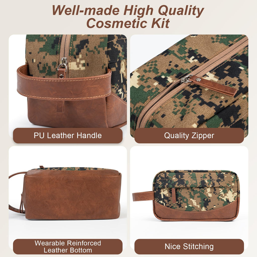 Ezday Travel Toiletry Bag for Men, Hanging Toiletry Organizer, Water Resistant Shaving Kit with Large Capacity for Travel Accessories (Camo-Green, Medium)