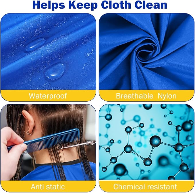 Wesiti Pcs Barber Cape 64 x 56'' Large Waterproof Hair Cutting Salon Cape Adjustable Snaps for Hair Dye Salon Stylist Supplies(Blue,12)