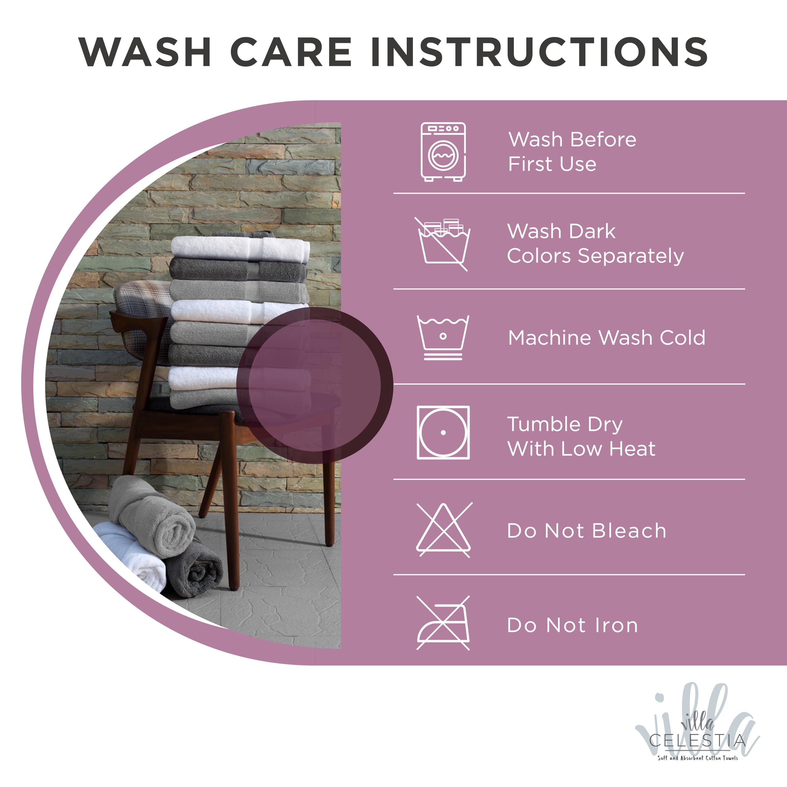Villa Celestia 18-Piece 100% Cotton Towel Set, 4 Bath Towels, 6 Hand Towels, 8 Wash Cloth, Quick-Dry, Burgandy