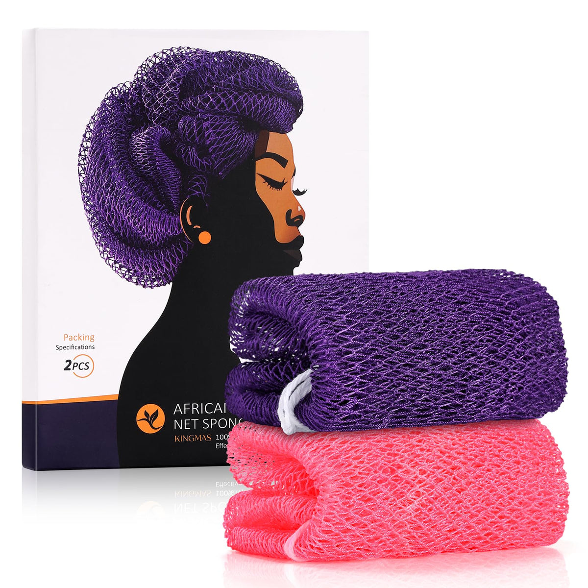 KINGMAS African Net Sponge, 2 Pieces Exfoliating Body Scrubber Bath Sponge