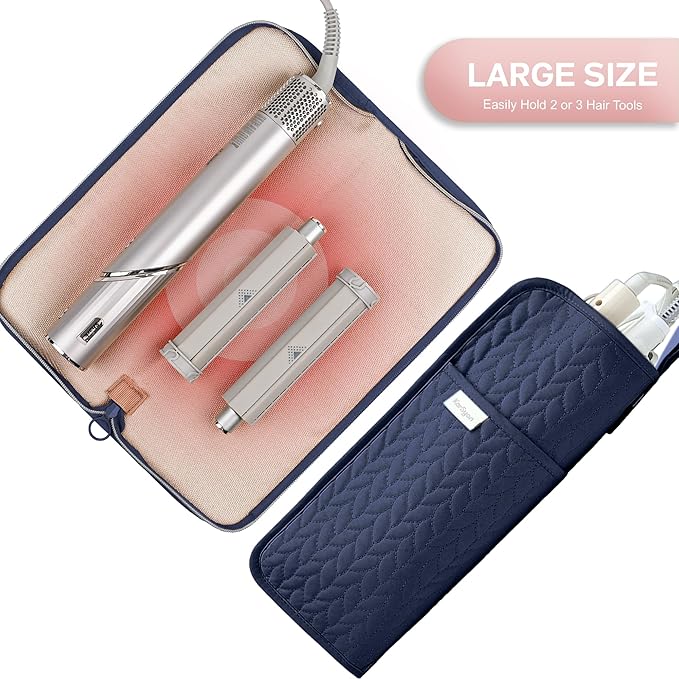 KarSyon Hot Tools Organizer Heat Resistant Mat Case Hair Tools Holder Travel Bag Portable Hair Styling Tools Cover Pouch for Curling Iron,Flat Iron,Hair Straightener (Blue)