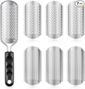 Moxweyeni 7 Pack Colossal Foot File Pedicure Tools Sets with 2 Styles Large and Small Hole Replacement Callus Remover Blades, Stainless Steel Detachable Pedicure Foot Rasp for Dead Skin Remover