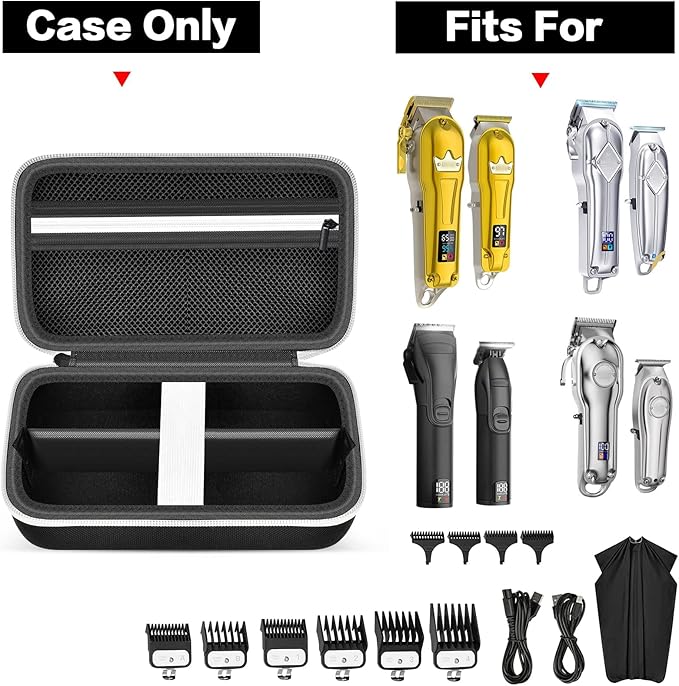 Grapsa Case Compatible with Novah for Ufree for KIKIDO for GLAKER for FADEKING for GSKY for Romanda Professional Hair Clippers, Beard Trimmer Grooming Storage Holder for Hair Trimmers Set (Box Only)