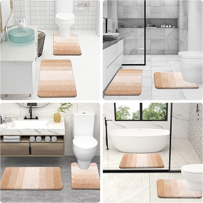 OLANLY Microfiber Bathroom Rugs Sets 3 Piece, 36"x24"+24"x16"+24"x20"