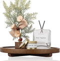Round Decorative Tray Farmhouse Kitchen Decor Soap Dish, 12" Walnut