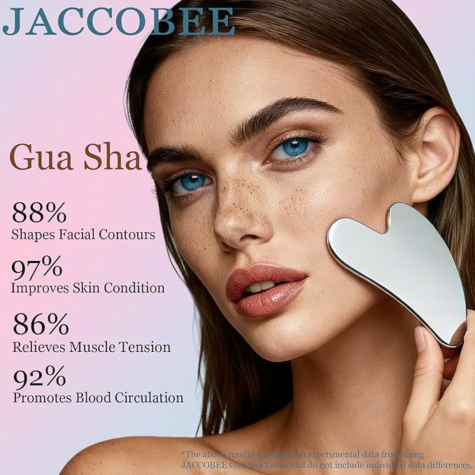 Ice Roller for Face&Eyes with Gua Sha Facial Tool, 3-Pcs Stainless Steel Facial Massage Tool Sets for Face Jawline Shaper, Double Chin Reducer, Puffiness Reducing, Lymphatic Drainage