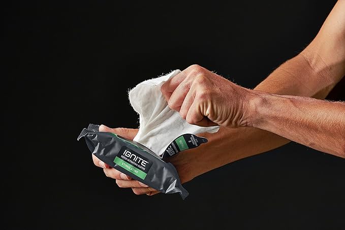 Ignite Mens Body Wet Wipes, Extra Thick 8" x 8" Shower Wipes, Stimulating Scent, 10 Count (Pack of 3)