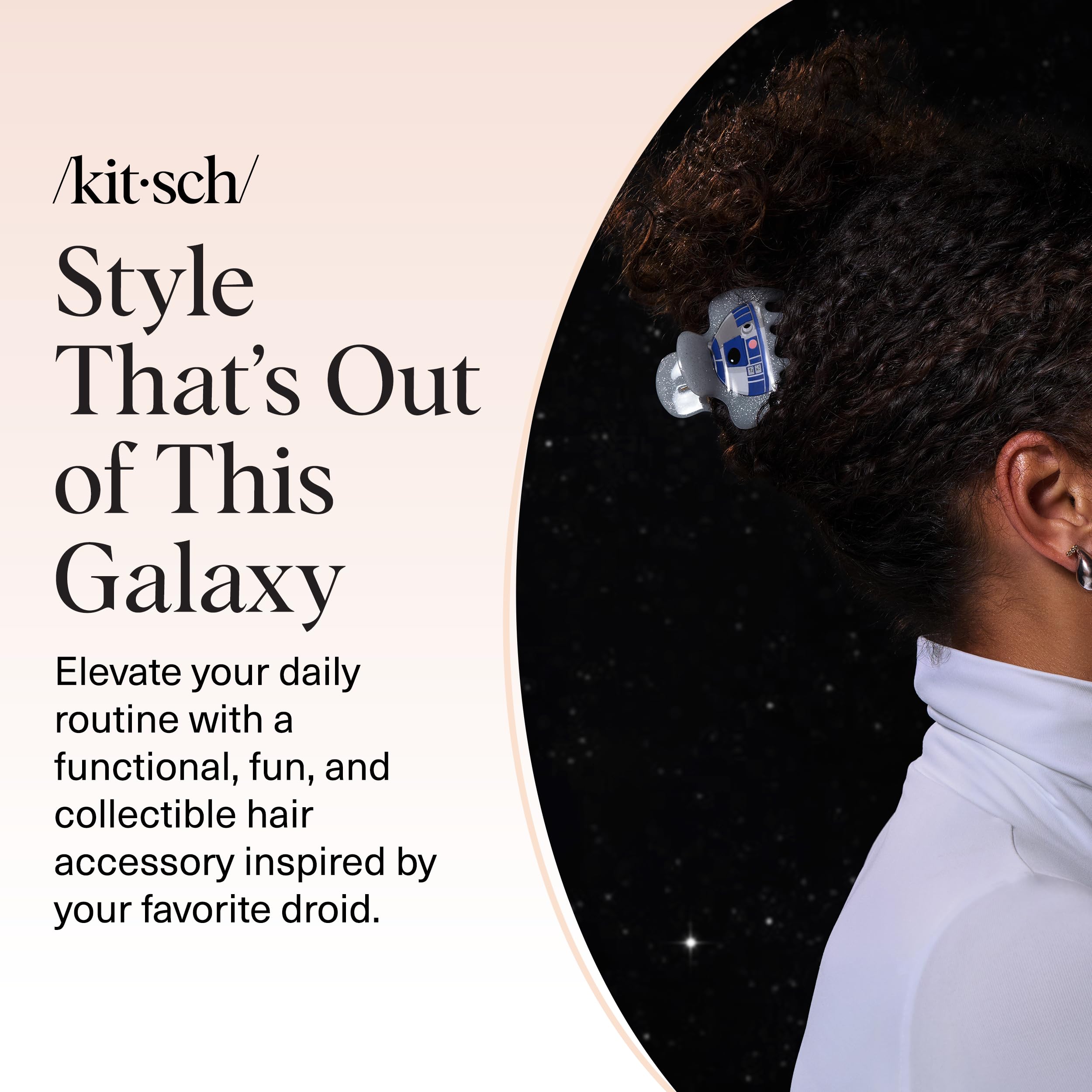 Kitsch x Star Wars R2-D2 Glitter Medium Hair Clip for Women – Whimsical Galaxy-Inspired Claw Clip | Recycled Plastic, Strong Secure Grip | Hair Accessories for Girls, 1pc