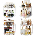 LAMU 4 Pack 2 Tier Lazy Susan Turntable Organizer 9.25'' Rotating Spice Rack Organization for Cabinet, Kitchen, Pantry, Countertop, Bathroom, Vanity, Medicine Cabinet Organizer, Clear