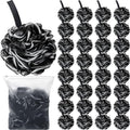 Shellwei 32 Pcs Bath Loofahs Sponge Shower Bulk 60 g for Men Black Large Charcoal Body Scrubber Mesh Shower Puff White Soft Exfoliating Pouf Balls for Women Bathing Accessories