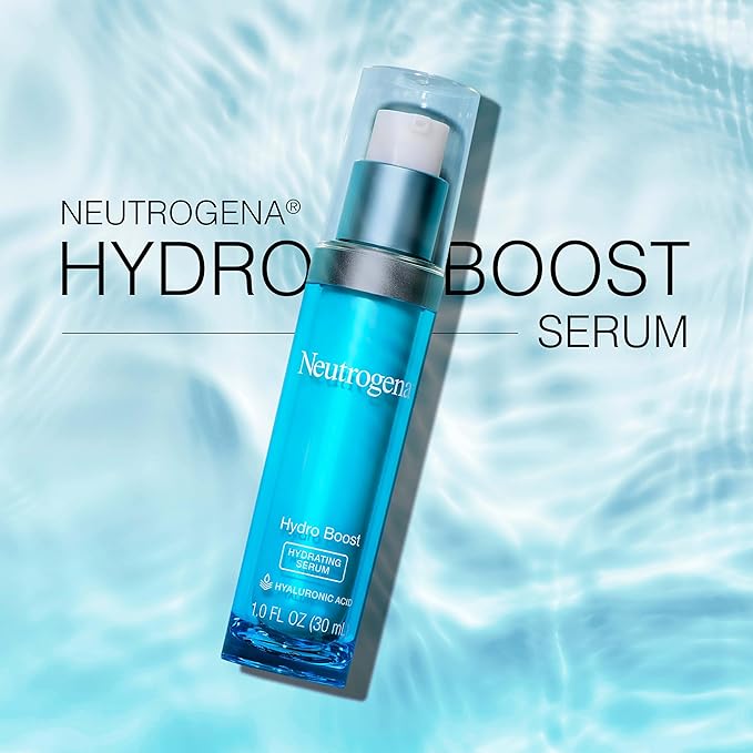 Neutrogena Hydro Boost Hydrating Serum for Face with Purified Hyaluronic Acid Lightweight Oil Free Non Comedogenic Moisturizing Serum for Smooth, Supple Skin, 1.0 fl oz