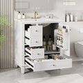 30" Bathroom Vanity with Sink, Harper & Bright Designs Free Standing Single Vanity Set with 3 Drawers and One Door with Storage Racks, Solid Wood Storage Cabinet with Ceramic Basin for Bathroom, White