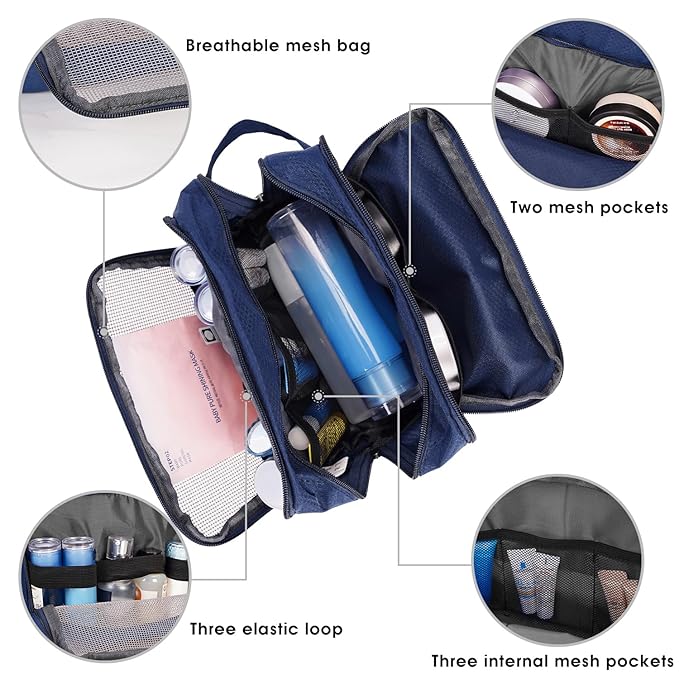 WANDF Travel Toiletry Bag for Men, Small Dopp Kit for Toiletries