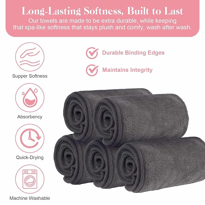 Breenhill 12 Pack Soft, Thick Spa Towels - Microfiber Facial Towels for Professional Estheticians