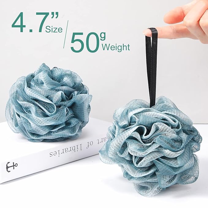Shellwei 48 Pack Bath Sponge Shower Loofahs Bulk Pack 50g Soft Net Body Scrubber Shower Pouf Sponge Ball Body Mesh Pouf Exfoliating Bath Scrunchies for Men and Women