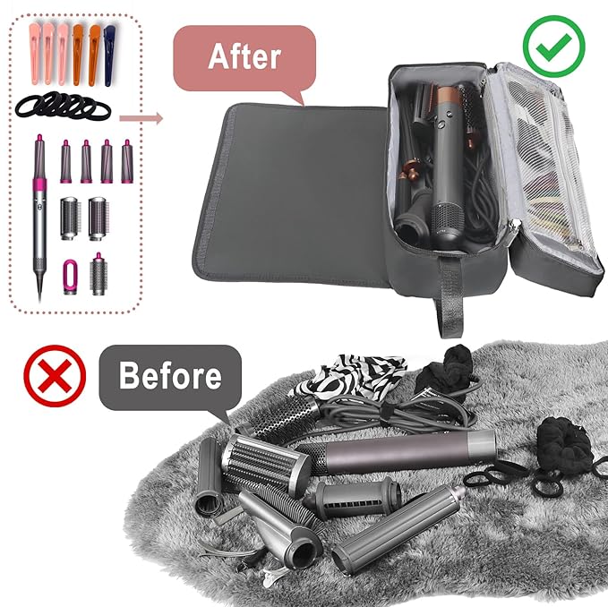 FAMOPLAY Hair Tools Travel Bag with Heat Resistant Mat Hair Styling Accessories Storage Case for Hair Dryer Flat Iron Straightener Curling Iron Haircare Accessories Travel Essentials for Women